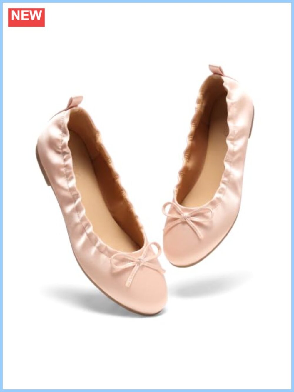 Women's Satin Ballet Flats Bow Round Toe Slip On Comfort Work Casual